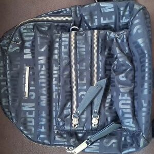 Steve Madden Black and Gray Logo Backpack